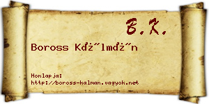 Boross Kálmán névjegykártya